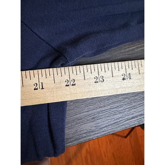 Lauren Ralph Lauren long-sleeved top, navy blue,  brown suede accents 1X - Picture 7 of 8